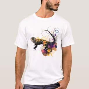 Camiseta Arte de Salamandra Preta