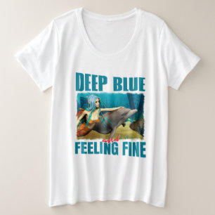 Camiseta Arte de Sereia de Golfinho Azul Profundo e Sentind