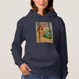 Camiseta Arte de Sereia Pin-Up da Garota da Praia   Vida Co