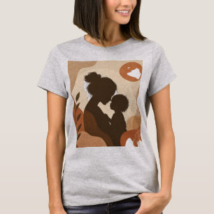 Camiseta Arte de Silhueta Abstrata Boho Mãe e Filho Prin