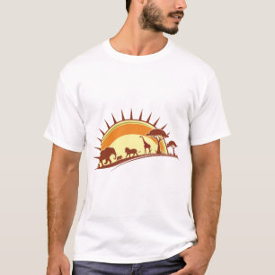 Camiseta Arte de Silhueta da Vida Selvagem da Savana Africa