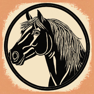 Camiseta Arte de silhueta de cabeça de cavalo preto elegant