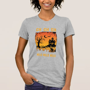 Camiseta Arte de Silhueta de Casa Assombrada de Bruxa de Ha