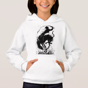 Camiseta Arte de Silhueta Dinâmica de Rodeio de Cowboy