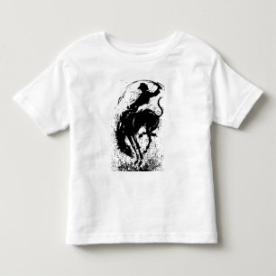 Camiseta Arte de Silhueta Dinâmica de Rodeio de Cowboy