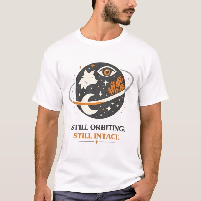 Camiseta Arte de Sobrevivência Cósmica (Frente)