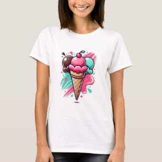 Camiseta Arte de Sorvete de colher tripla vibrante - desert