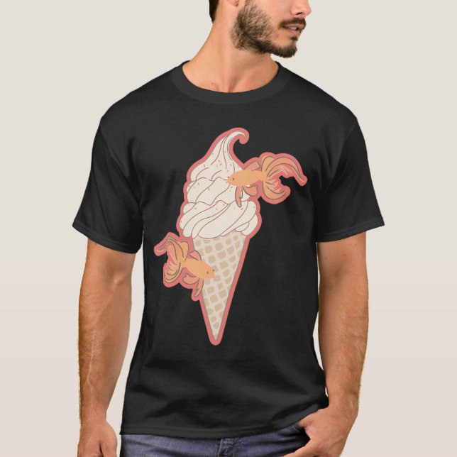 Camiseta arte de sorvete de peixe koi (Frente)