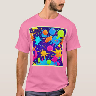 Camiseta Arte de Splatter de Tinta Neon Vibrante