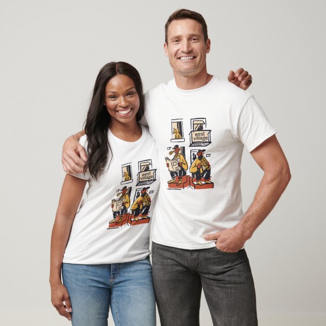 Camiseta Arte de Stoop do West Village Yellow Jacket (Unissex)