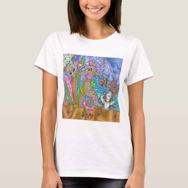 Camiseta Arte de Tartaruga Marinha Psicodélica (Frente)