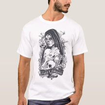 Arte de Tatuagem de Mulher com Caveira Açucarada G