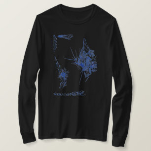 Camiseta Arte de Tatuagem Tribal Abstrata Colorida Aquática