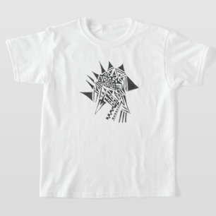 Camiseta Arte de Tatuagem Tribal Abstrata Preta e Branca co