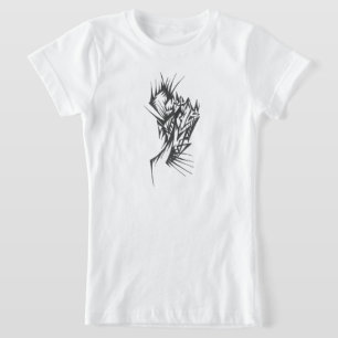 Camiseta Arte de Tatuagem Tribal Abstrata Preta e Branca Cu