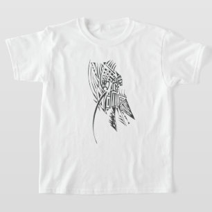 Camiseta Arte de Tatuagem Tribal Abstrata Preto Branco