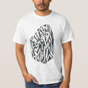 Camiseta Arte de Tatuagem Tribal Abstrata Preto Branco