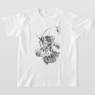 Camiseta Arte de Tatuagem Tribal Abstrata Preto Branco Abel