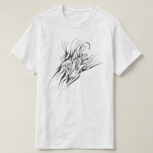 Camiseta Arte de Tatuagem Tribal Abstrata Preto e Branco
