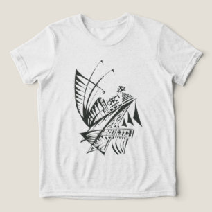 Camiseta Arte de Tatuagem Tribal Abstrata Preto e Branco do