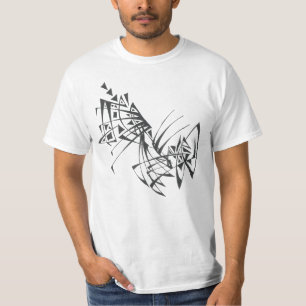 Camiseta Arte de Tatuagem Tribal Abstrata Preto e Branco Sa