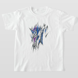 Camiseta Arte de Tatuagem Tribal Abstrato Colorido de Dragã