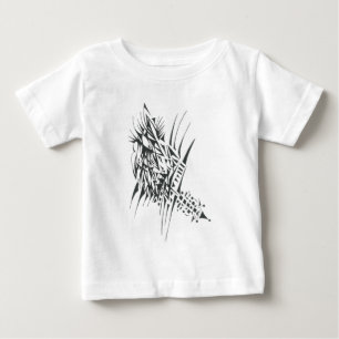 Camiseta Arte de Tatuagem Tribal Abstrato Preto Branco
