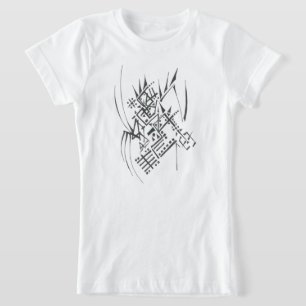 Camiseta Arte de Tatuagem Tribal Abstrato Preto Branco Blue