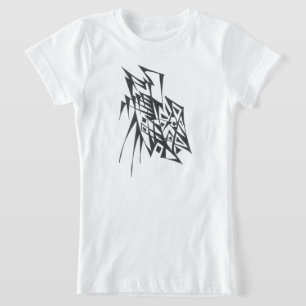 Camiseta Arte de Tatuagem Tribal Abstrato Preto Branco Cora