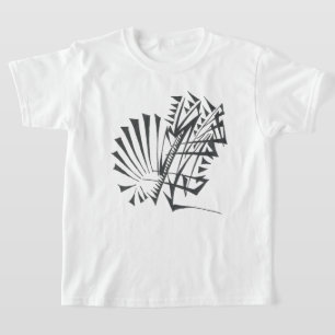 Camiseta Arte de Tatuagem Tribal Abstrato Preto e Branco de