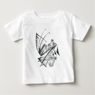 Camiseta Arte de Tatuagem Tribal Abstrato Preto e Branco do