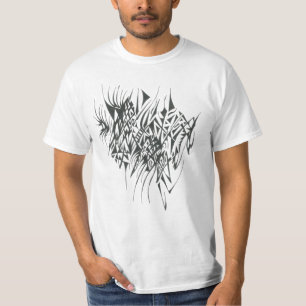 Camiseta Arte de Tatuagem Tribal Abstrato Preto e Branco Me
