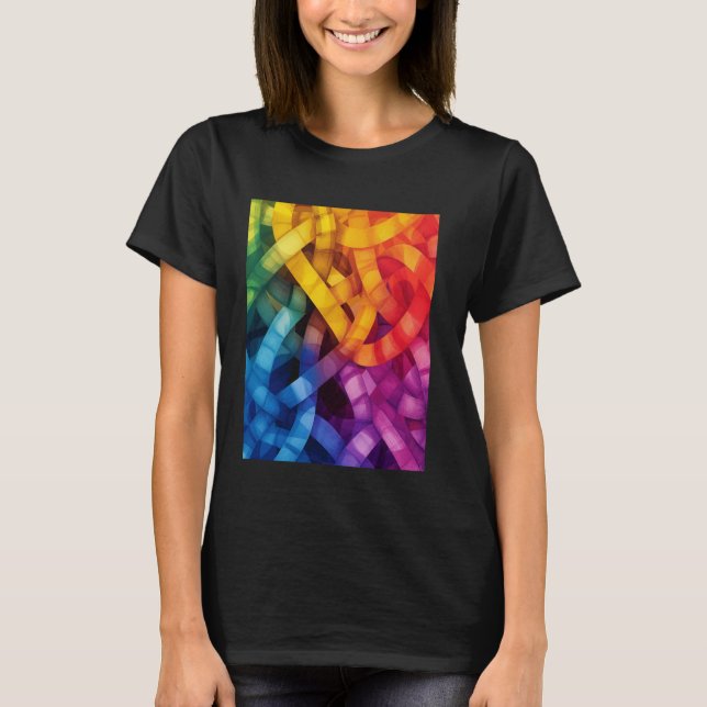 Camiseta Arte de Tecido Abstrato Colorido (Frente)