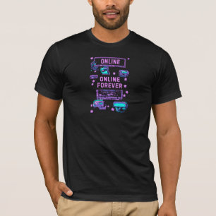 Camiseta Arte de Tecnologia Pixel Retro Online para Sempre