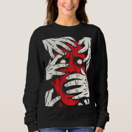 Camiseta Arte de Terror do Demônio Vermelho Cobrindo o Rost