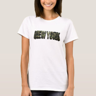 Camiseta Arte de texto 3D amarelo espirituoso de Nova York