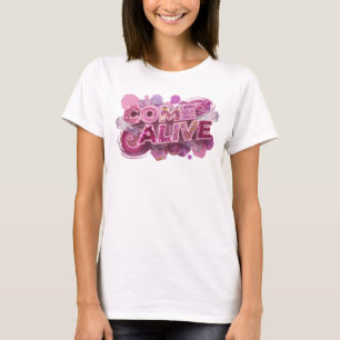 Camiseta Arte de texto 3D Artístico Rosa COME ALIVE