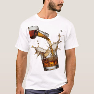 Camiseta Arte de texto 3D atraente em prata WHISKY SPLASH