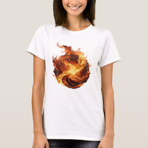 Camiseta Arte de Texto 3D Bola de Fogo Prata Limpa