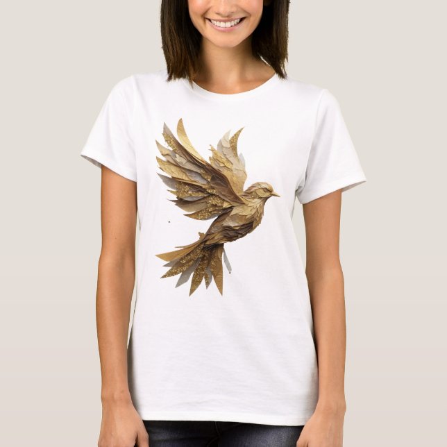 Camiseta Arte de Texto 3D Bold Silver GOLDEN BIRD (Frente)