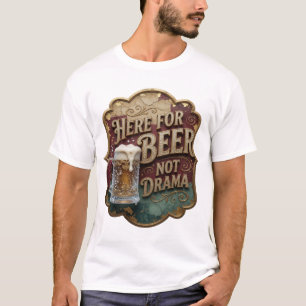 Camiseta Arte de texto 3D Bonito AQUI PARA CERVEJA NÃO DRAM