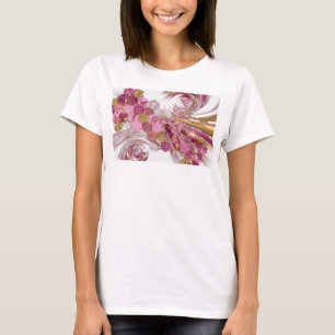 Camiseta Arte de Texto 3D Brilho Rosa Dourado Rosa WITTY