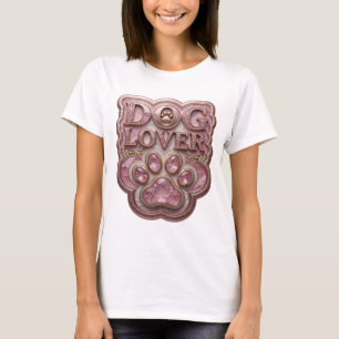 Camiseta Arte de texto 3D Chic Gold DOG LOVER
