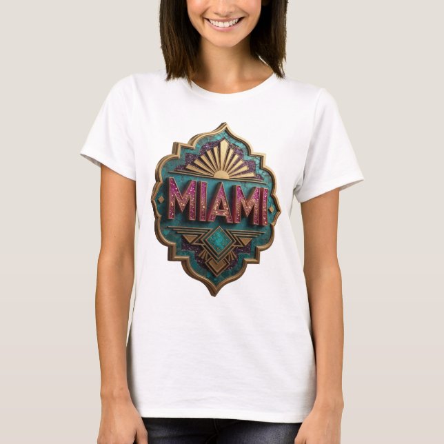 Camiseta Arte de Texto 3D Edgy Pink MIAMI (Frente)