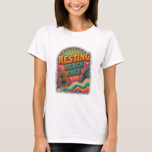Camiseta Arte de texto 3D elegante da FACE DE PRAIA EM DESC
