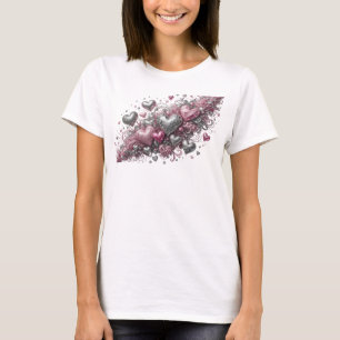 Camiseta Arte de texto 3D elegante em rosa LOVE IS IN THE A