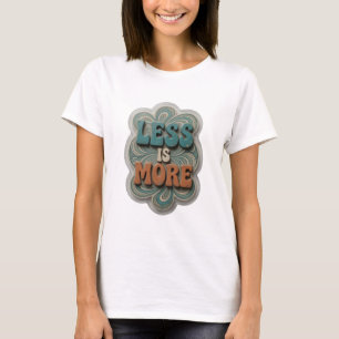 Camiseta Arte de texto 3D em azul LESS IS MORE