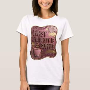 Camiseta Arte de texto 3D em ouro brilhante PRIMEIRA PRIORI