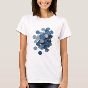 Camiseta Arte de texto 3D em prata azul com folhas nítidas