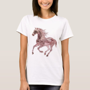 Camiseta Arte de texto 3D em prata icônica ROSE GOLD HORSE